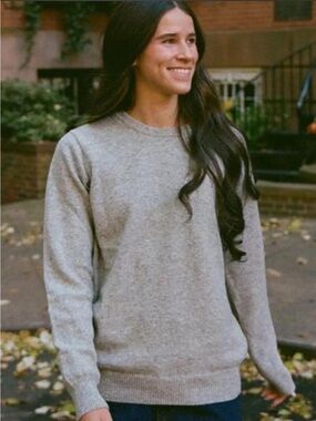 Wool Crewneck Women's Sweater in Light Gray